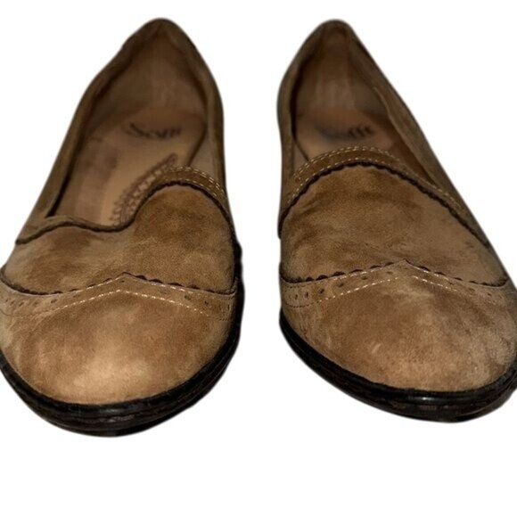 Vintage Sofft Brown Suede Heeled Loafers Womens Size 7 - Picture 3 of 7